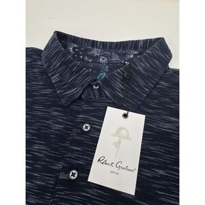 NWT Robert Graham THALES‎ Heathered Long Sleeve Polo Shirt Navy Blue XL $158